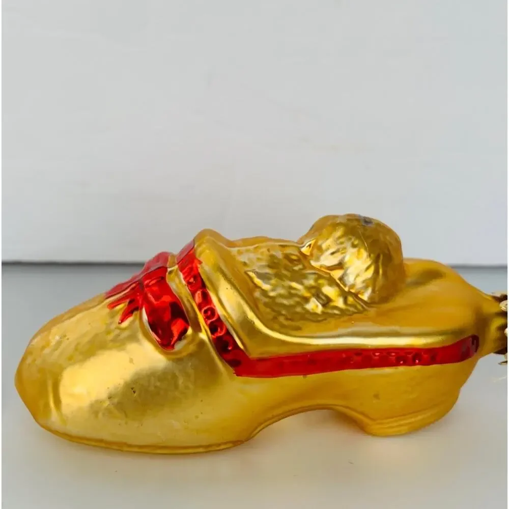 Vintage Christborn Glass Cat Shoe Ornament